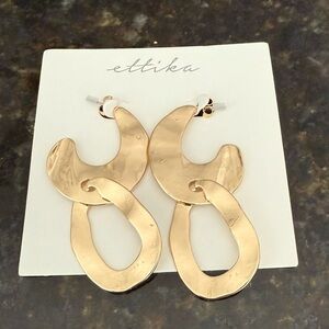 Ettika Earrings Two Hammered Big Loops But Lightweight Gold Tone Minimalist